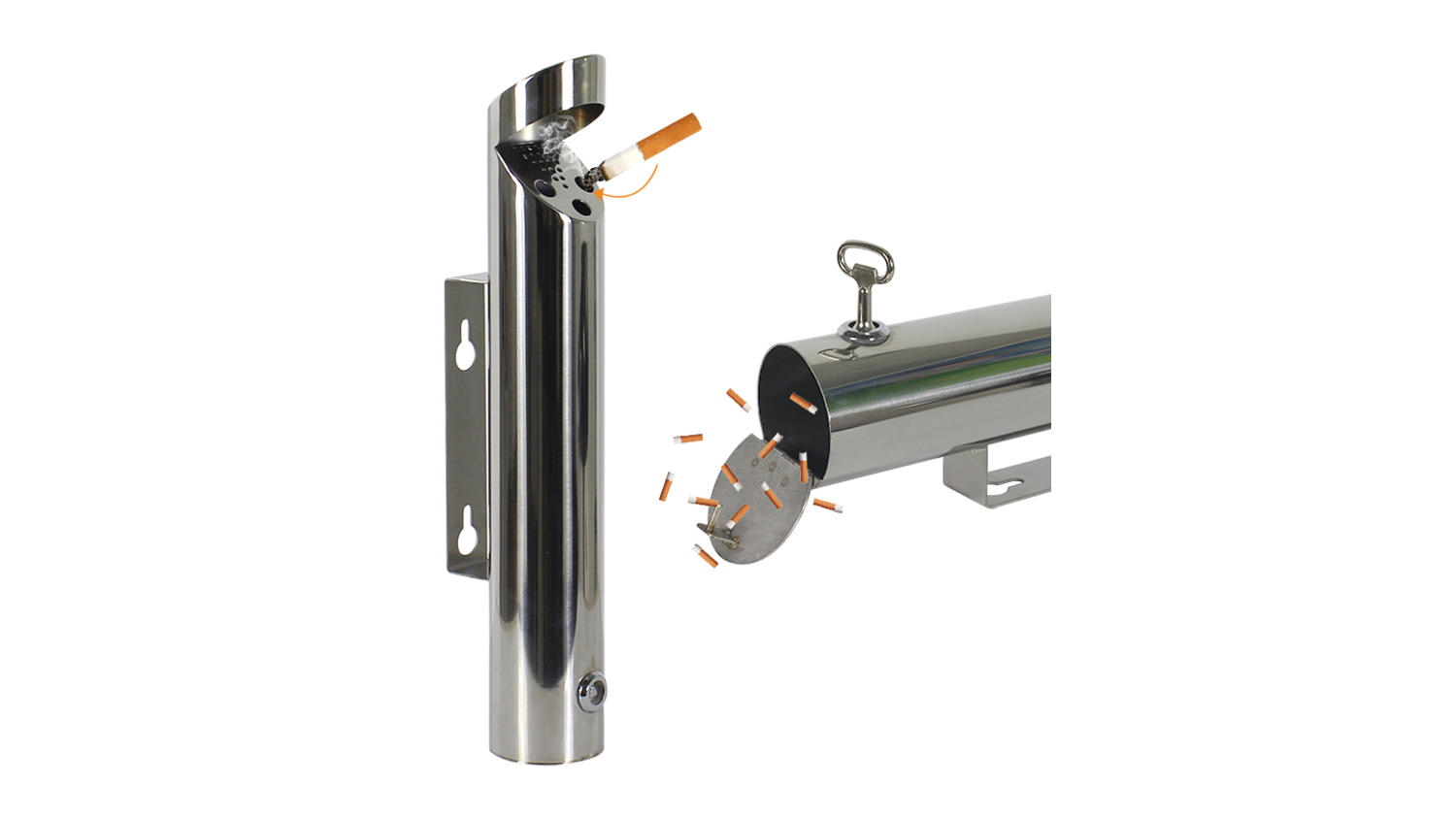 MyWashroom Outdoor Wall Mounted Ashtray with a removable chamber for emptying cigarette butts