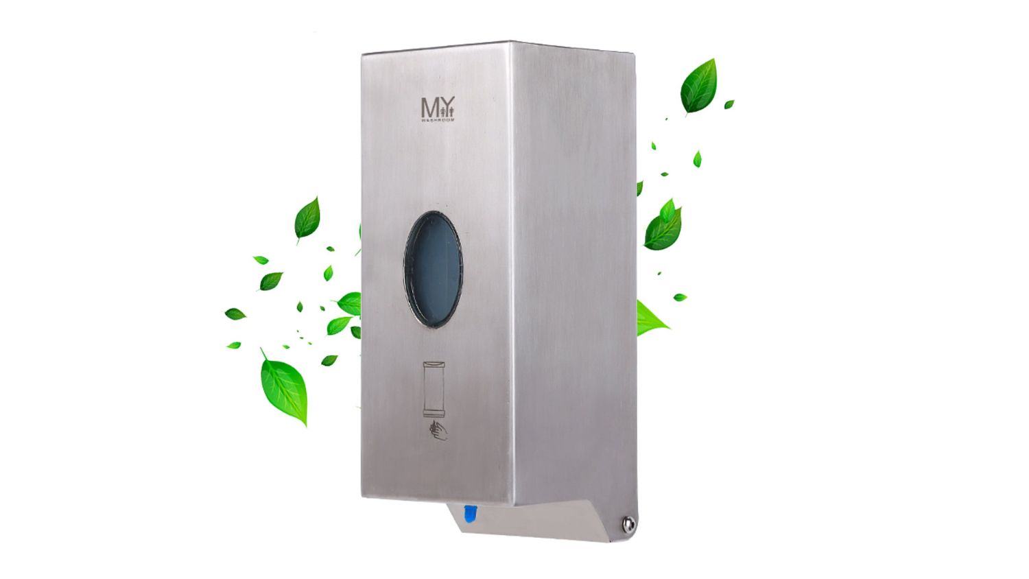 MyWashroom Commercial Automatic Touchless Soap Dispenser Stainless Steel with Black Floor Stand