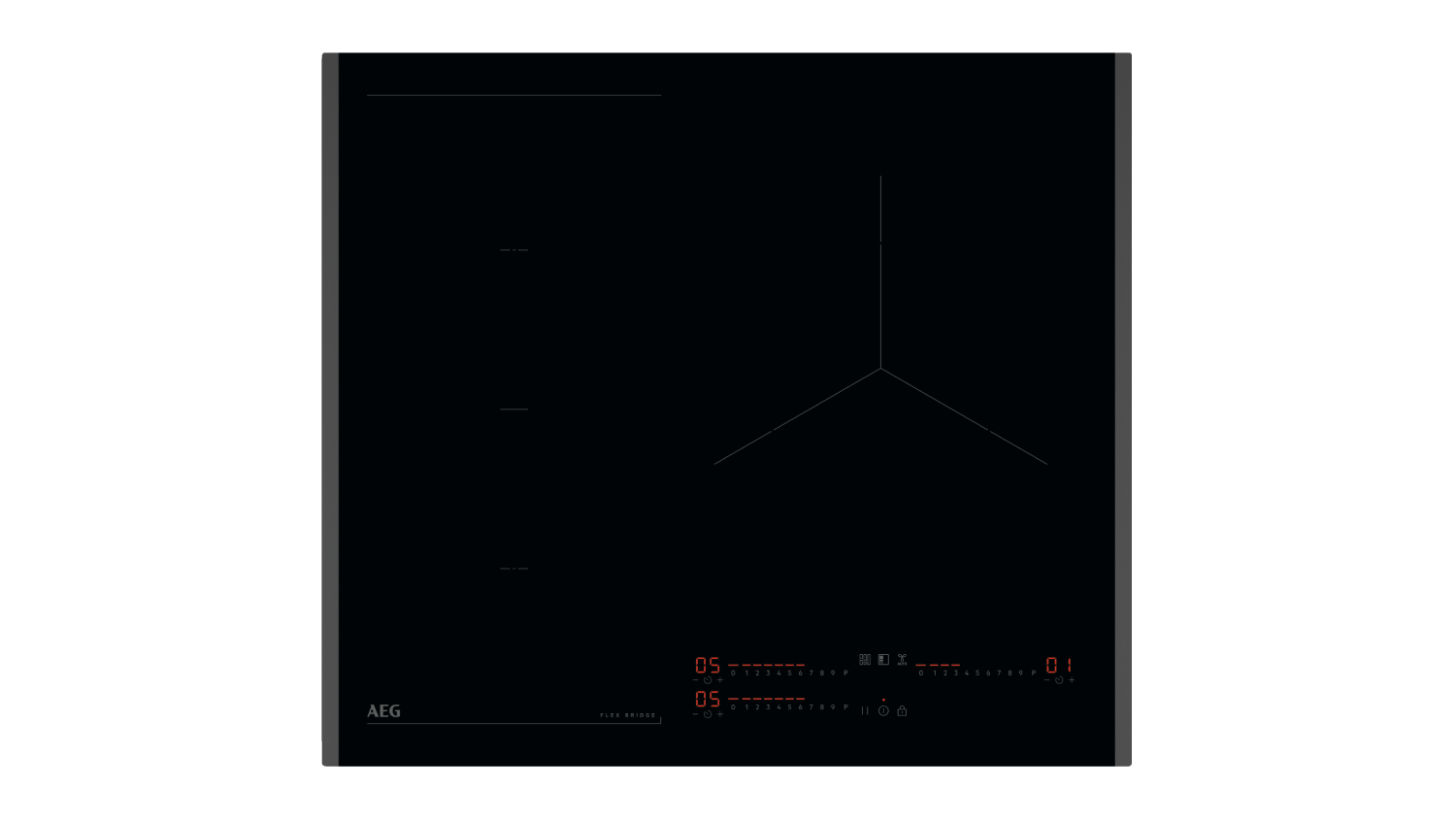 A full view of the AEG 60cm 3 Zone Induction Cooktop - Black (NII63R00FB)