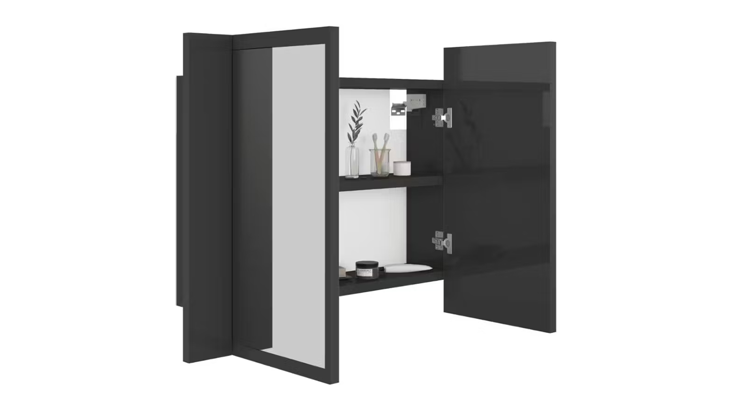 NNEVL LED Backlit Bathroom Mirror Cabinet 60 x 12 x 45cm - Gloss Grey