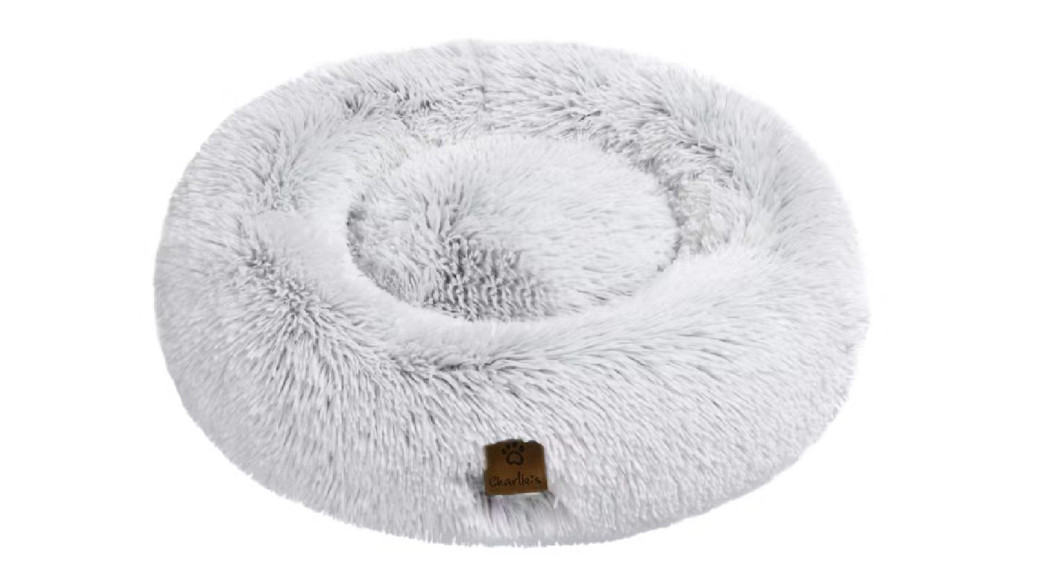 Charlie's Shaggy Faux Fur Round Pet Bed Small - White