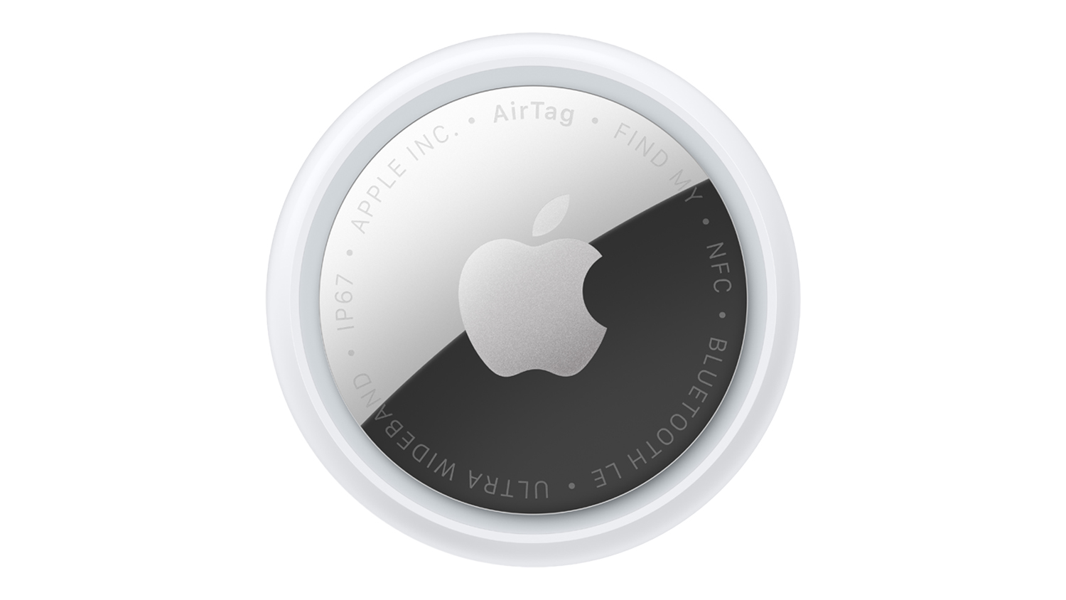 A front view of the Apple AirTag (2nd Gen)