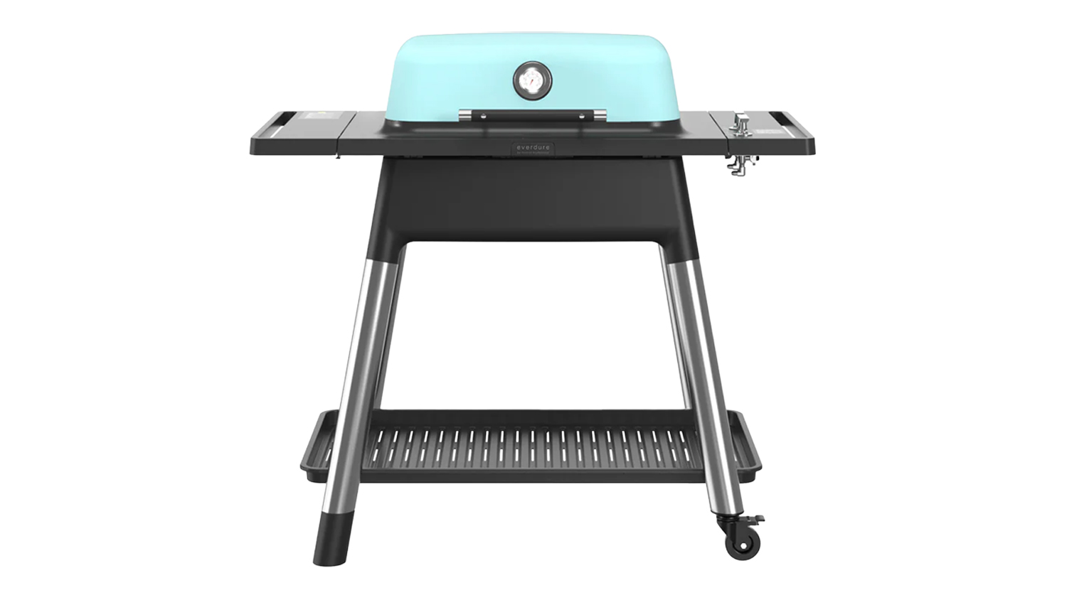 Front view of the Everdure Force 2-Burner Gas BBQ in mint, showing the closed hood