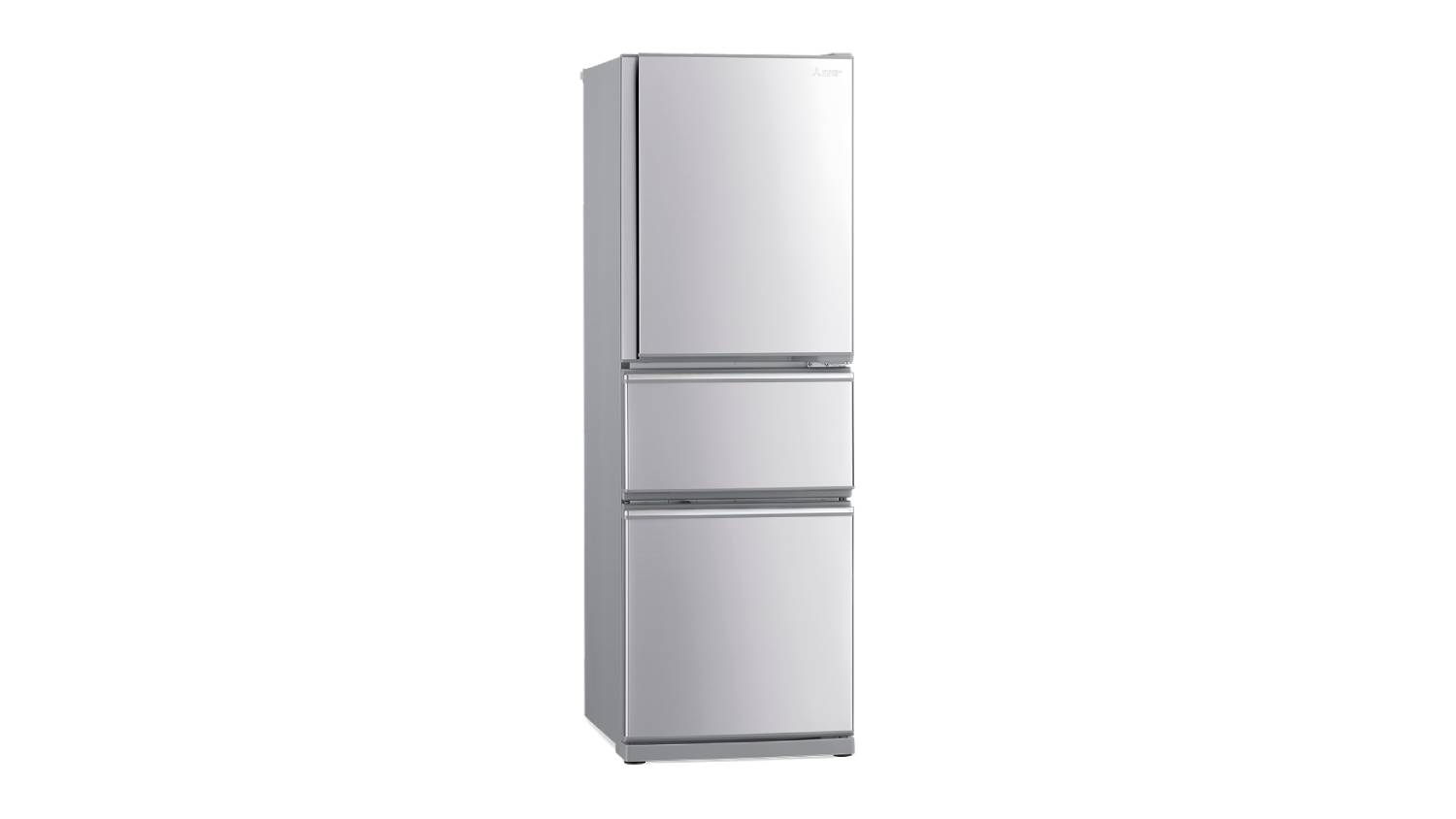 A stainless steel Mitsubishi Electric 272L multi‑drawer fridge freezer shown from the front