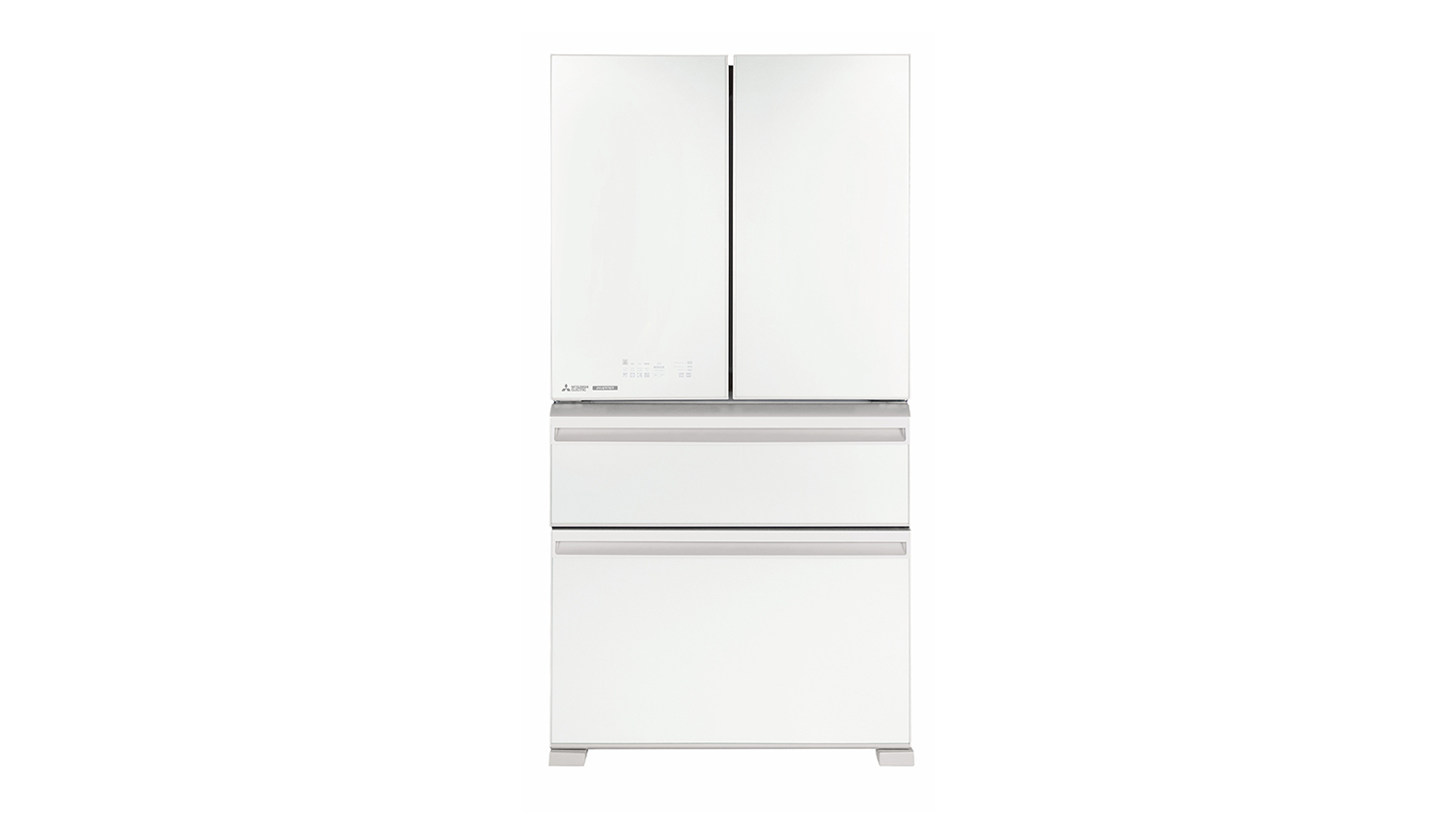 Front view of the Mitsubishi Electric LX Designer Series white 4-door fridge