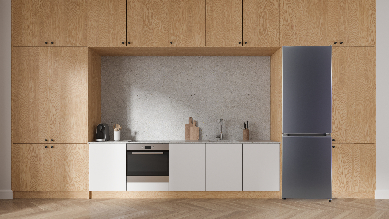 Panasonic 322L Bottom Mount Fridge Freezer - Dark Grey (NR-BC321BUHA)