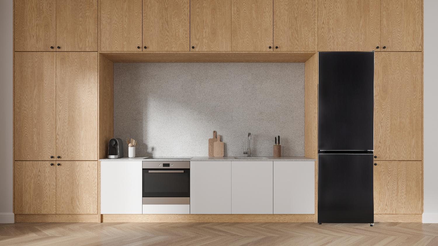 Panasonic 322L Bottom Mount Fridge Freezer - Black (NR-BC321BUKA)