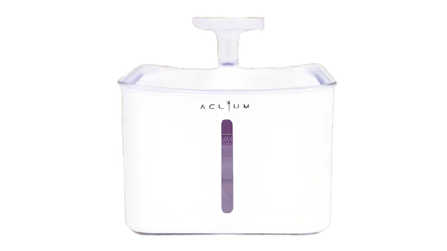 A front angled view of an Aclium Corded Cat Water Fountain in white finish