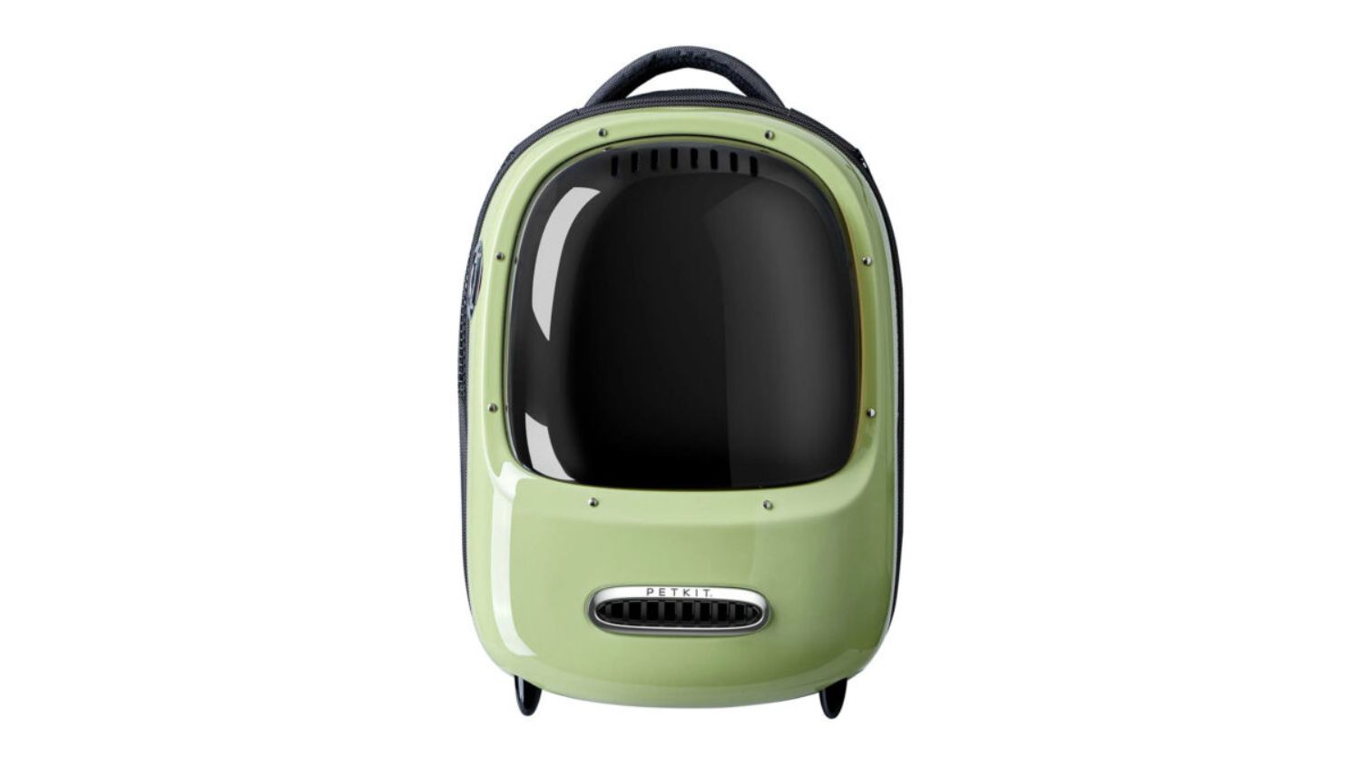 A front view of a PetKit EverTravel Pet Backpack Carrier in green colour