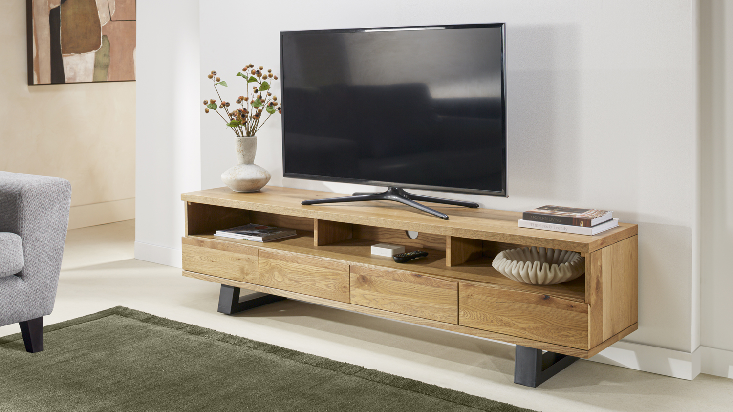 A view of the Kubu Entertainment Unit installed in a brightly lit home