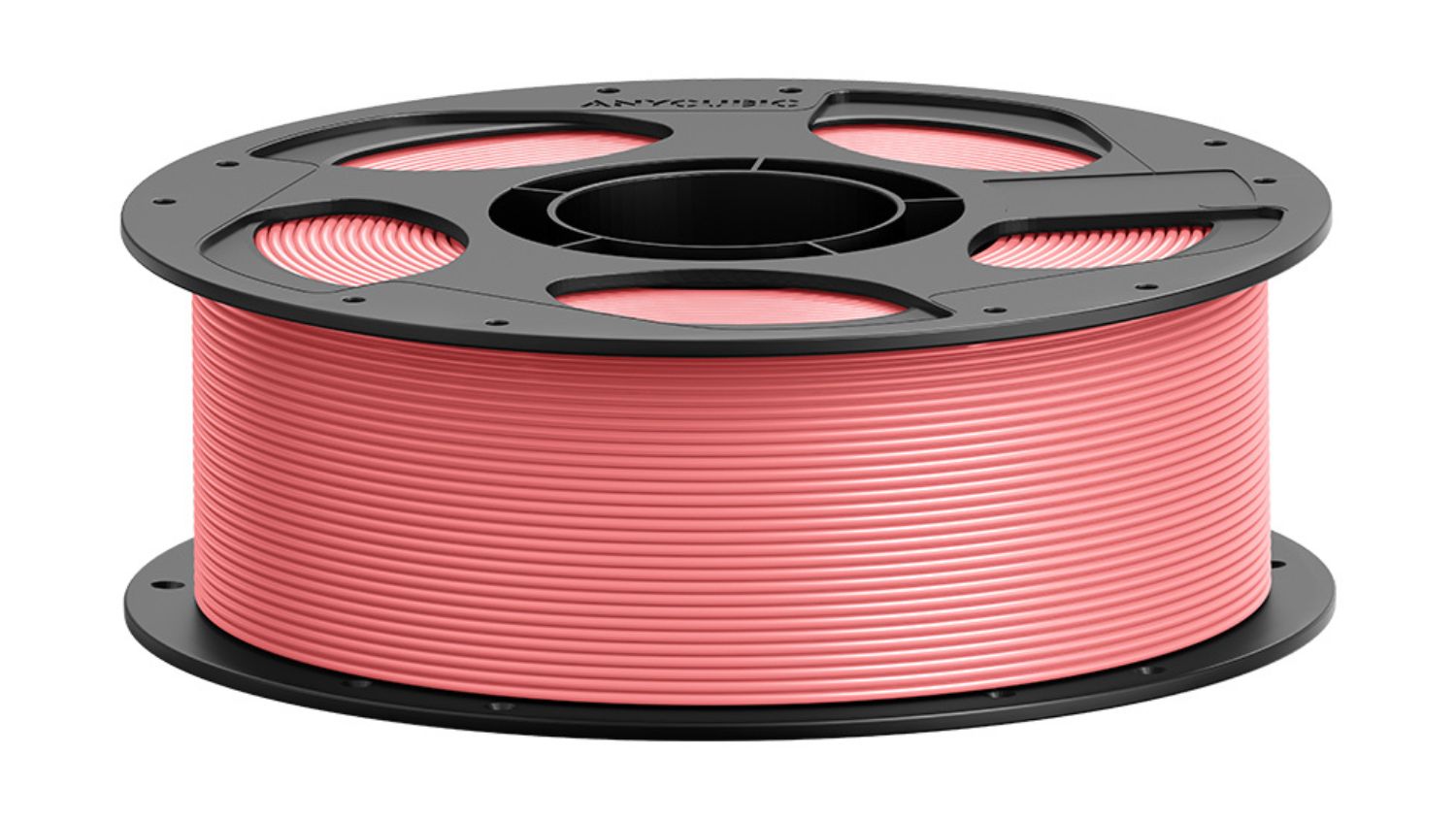 Pink Anycubic 3D printer filament wound on a round plastic spool