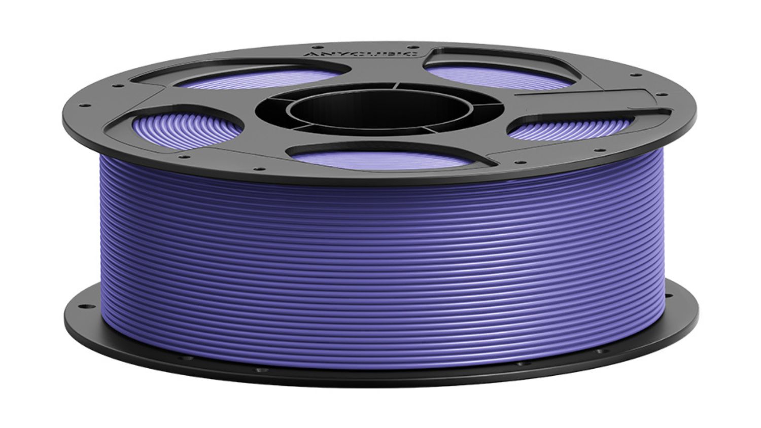 Purple Anycubic 3D printer filament wound on a round plastic spool