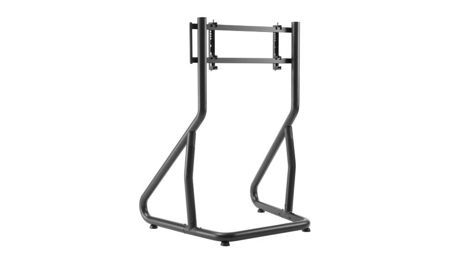 Front‑angled view of the Playmax monitor mount in black