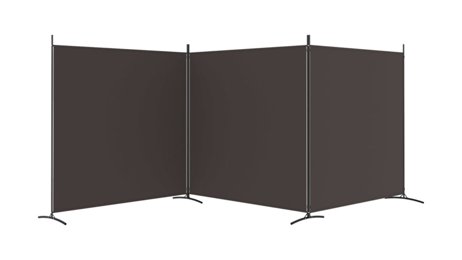 A portrait angle of the Vista Three-Panel Room Divider in brown colour
