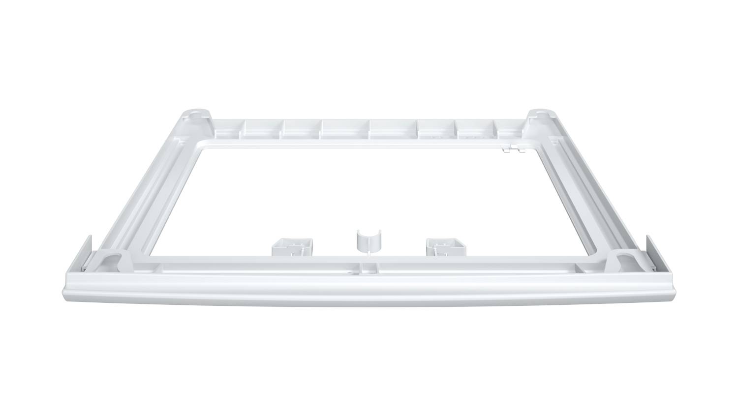 White Bosch laundry stacking kit frame shown on a plain background