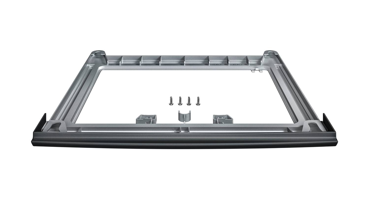 Grey Bosch laundry stacking kit for front loader washing machine and dryer