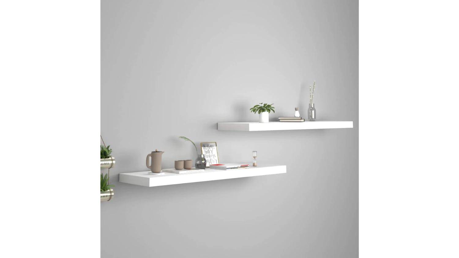 NNEVL Wall Shelves Floating Ledge 2pcs. 120 x 23.5 x 3.8cm - White