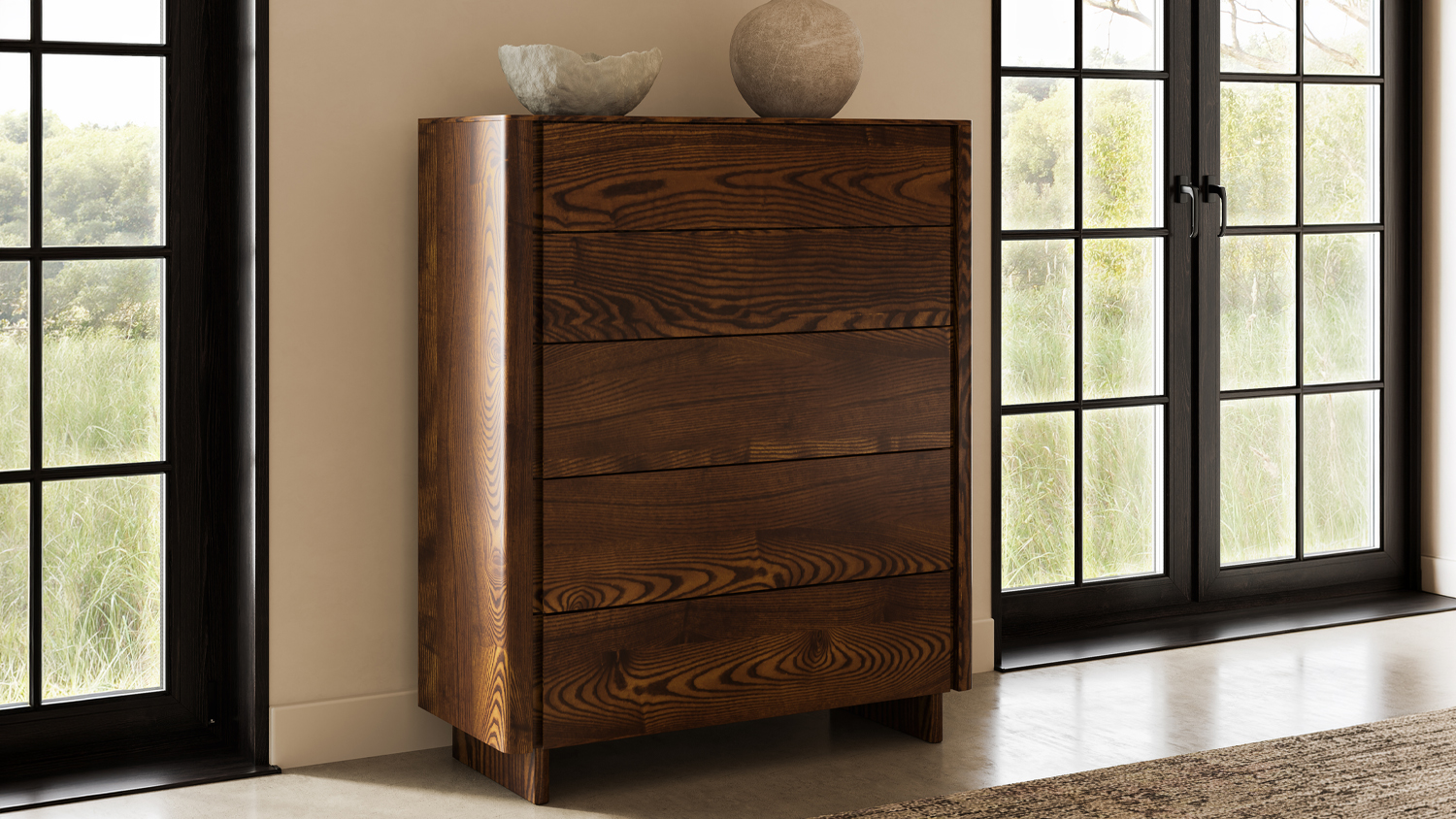 Elm 5 Drawer Tallboy