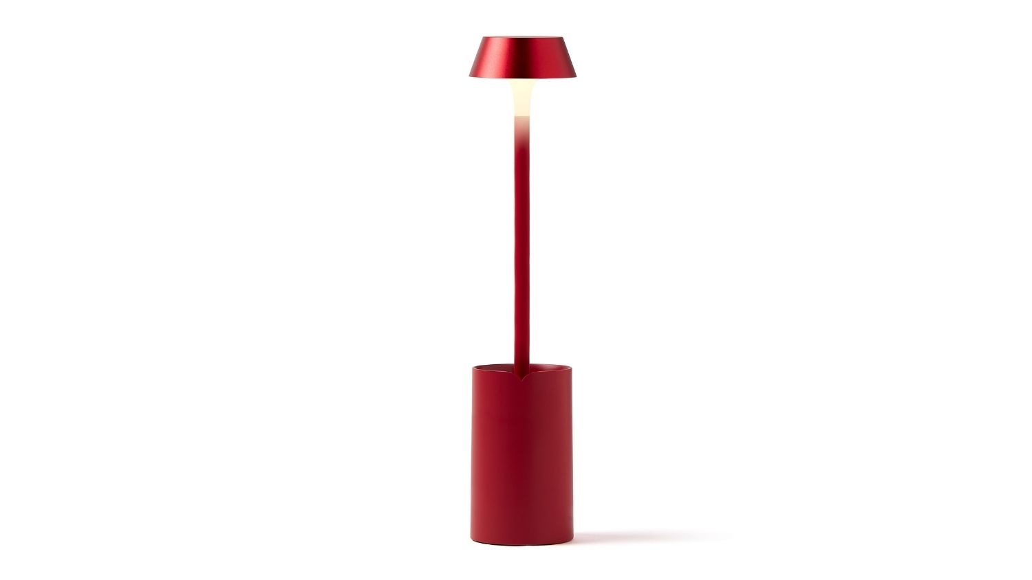 A front view of the Lexon Mimi Clip-On Reading Lamp in dark red finish