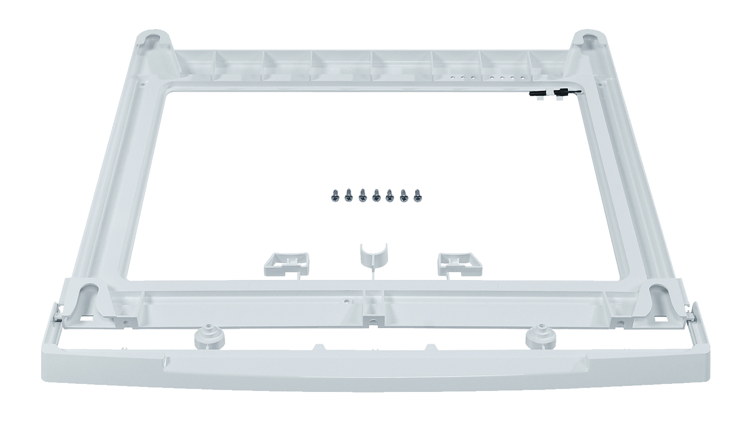 White Bosch laundry stacking kit frame shown from above