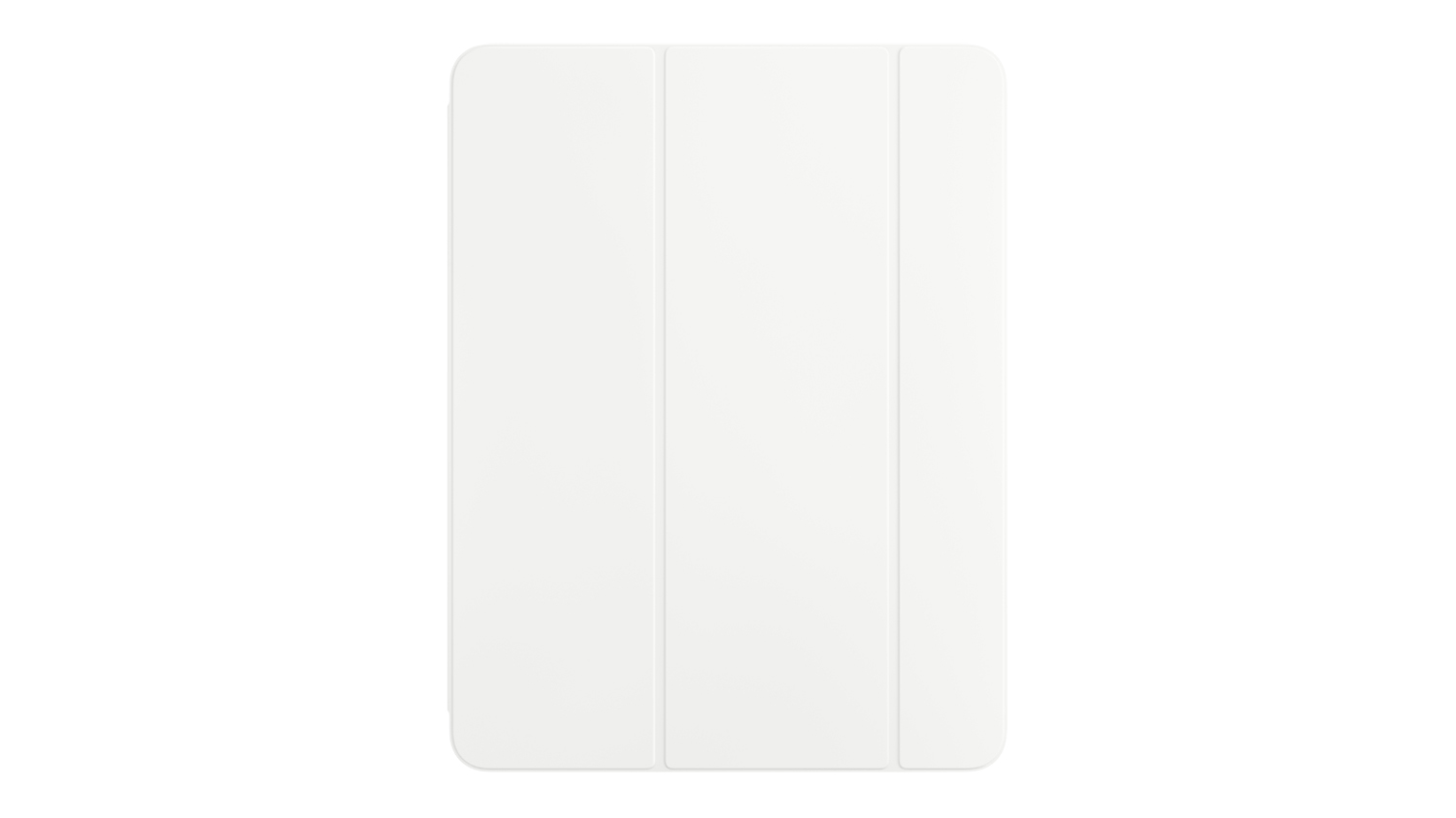 A white Apple Smart Folio with its three-panel folding cover fully closed
