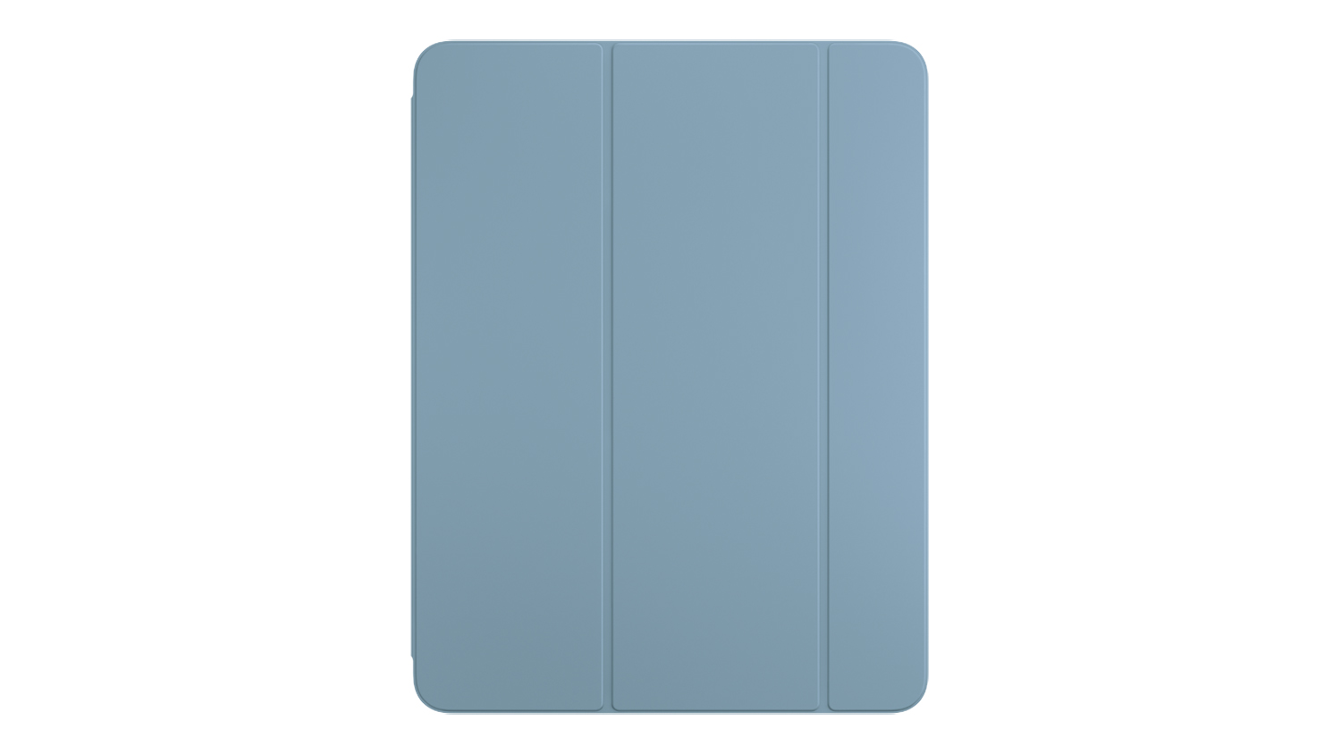 A Denim blue Apple Smart Folio with its three-panel folding cover fully closed