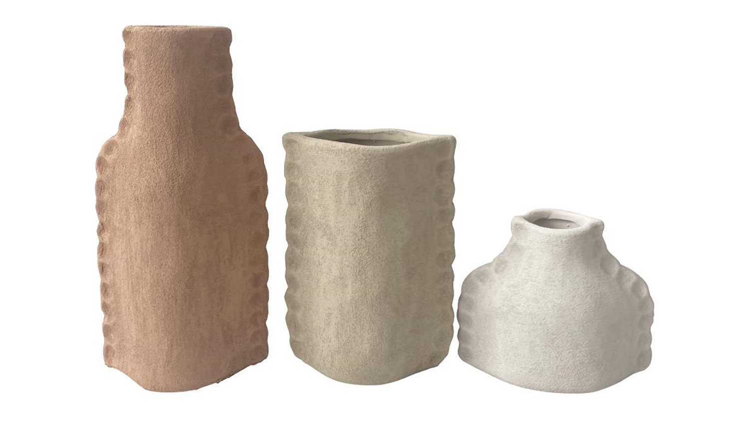 Three-piece set of Pinched Stoneware Vase