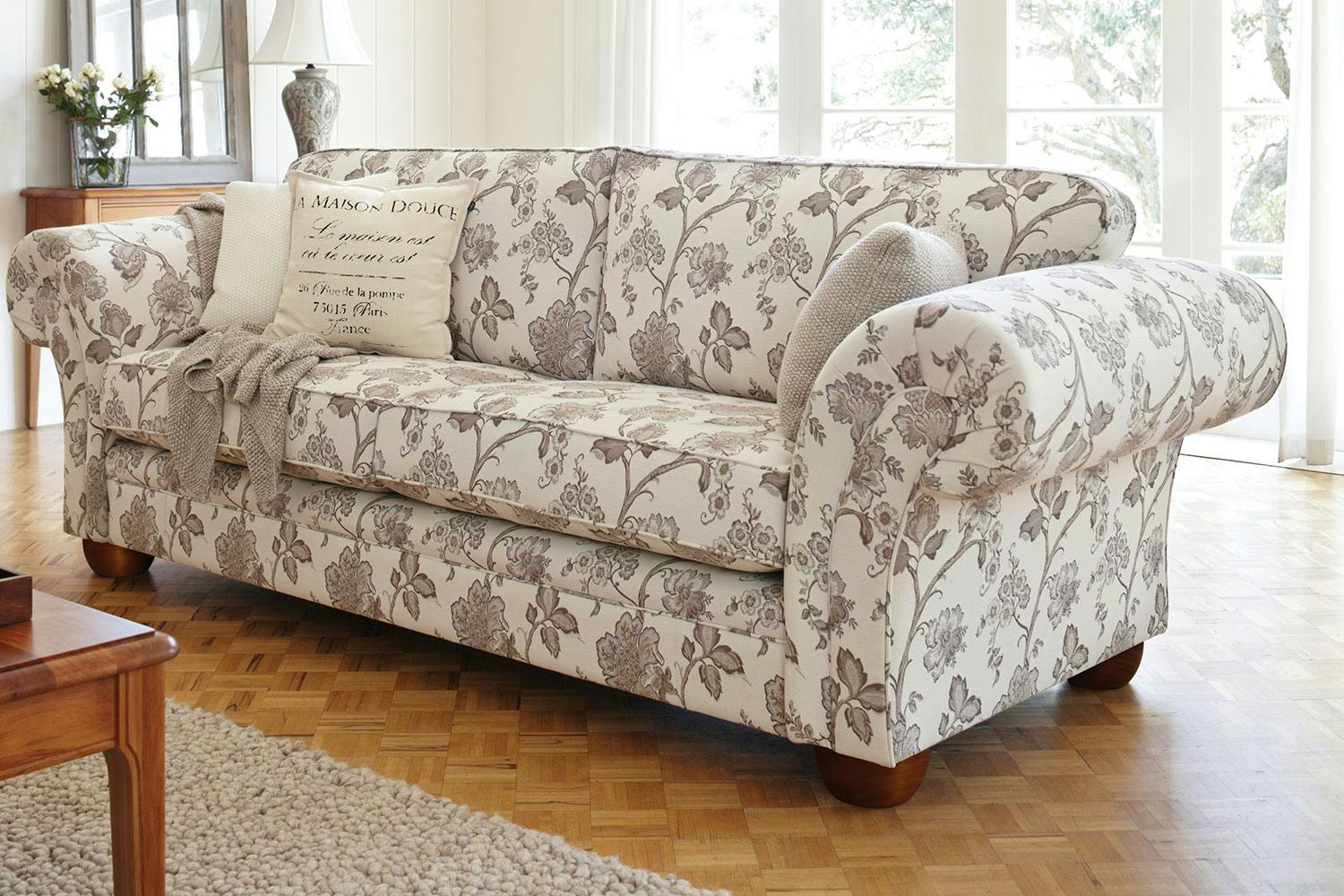 artiss 3 seater fabric sofa bed grey