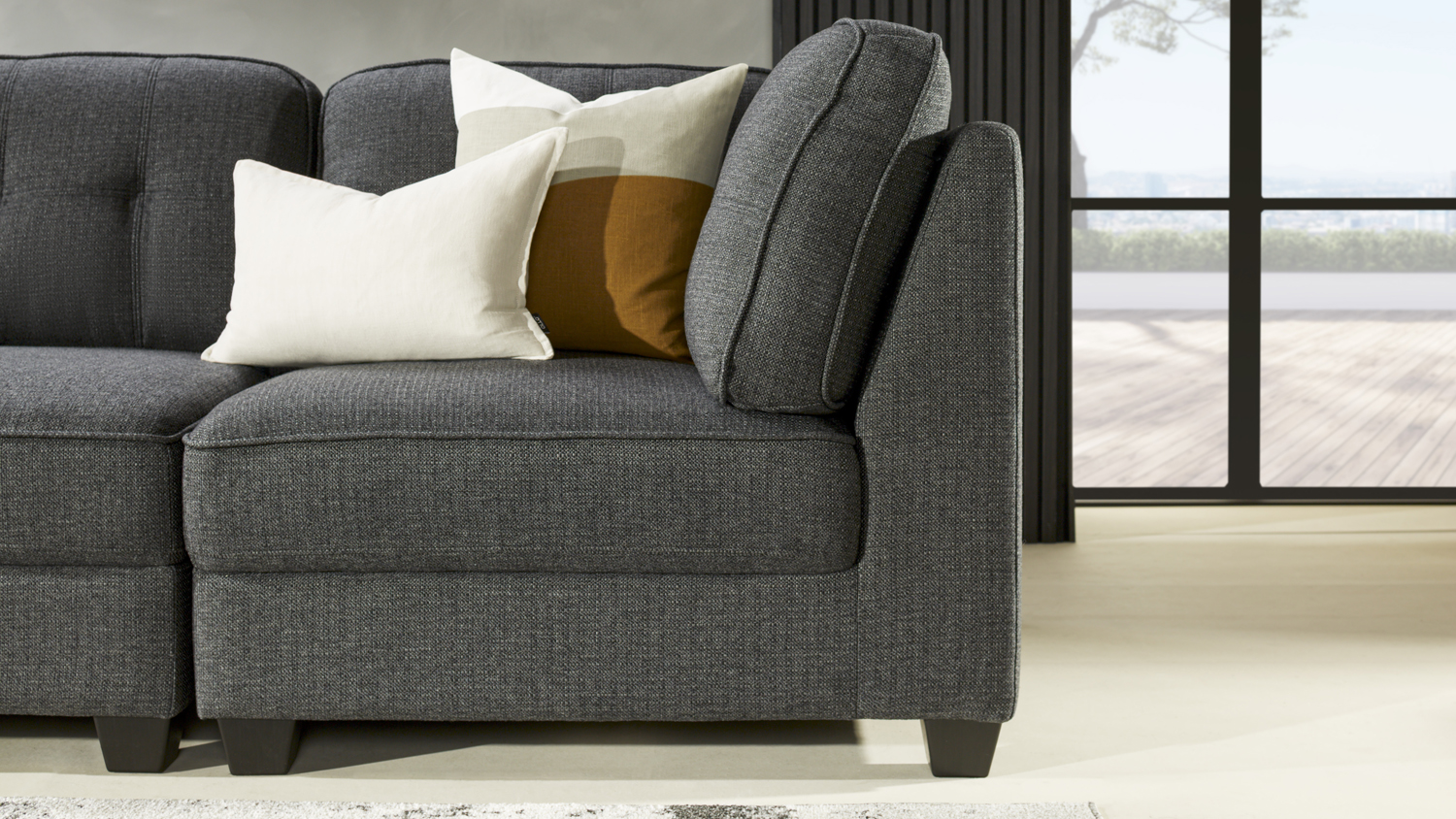 Corro 4 Seater Fabric Corner Lounge Suite - Dark Grey