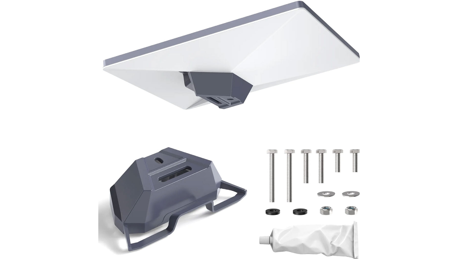 An Air Vision Systems Starlink Gen3/V4 Portable setup is laid out, including a mounting bracket, base stand, hardware bolts, and a protective cover