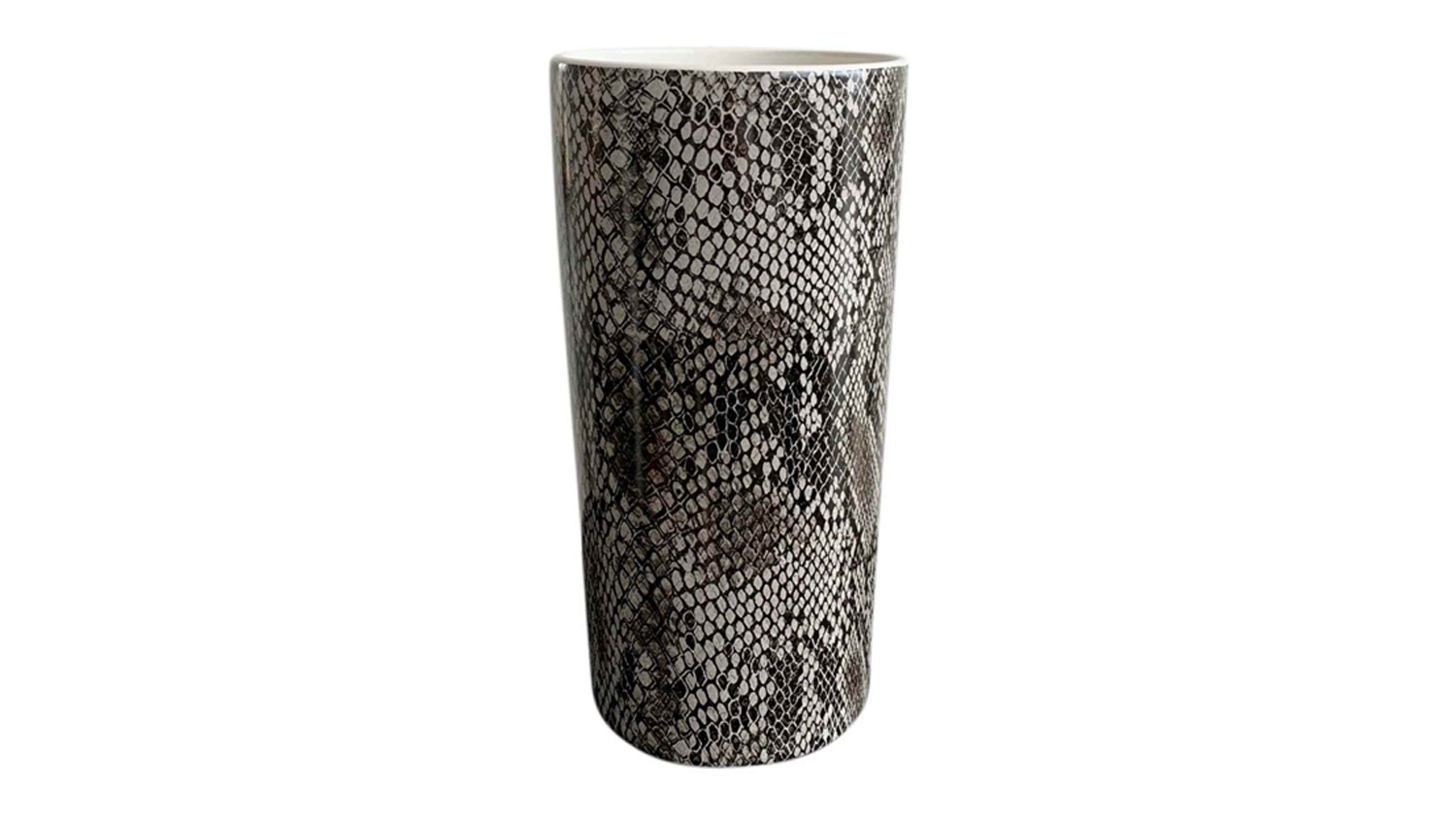 A view of the Viola Black & White Snake Skin Dolomite Vase