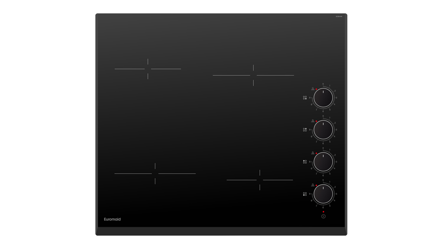 Euromaid 60cm 4 Zone Ceramic Cooktop in a stylish black colour