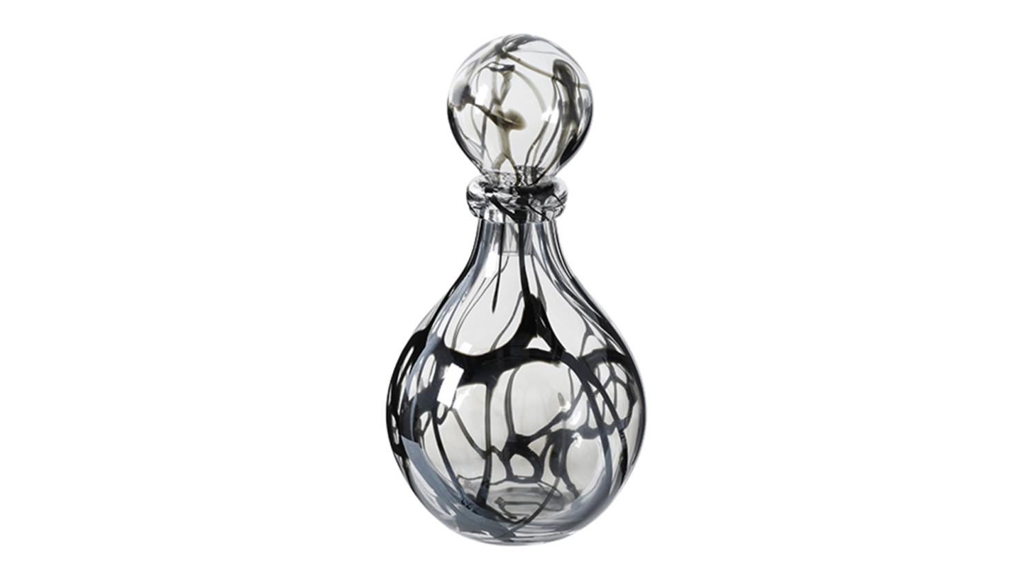 A full view of the Ashford Black Patterned Glass Vase