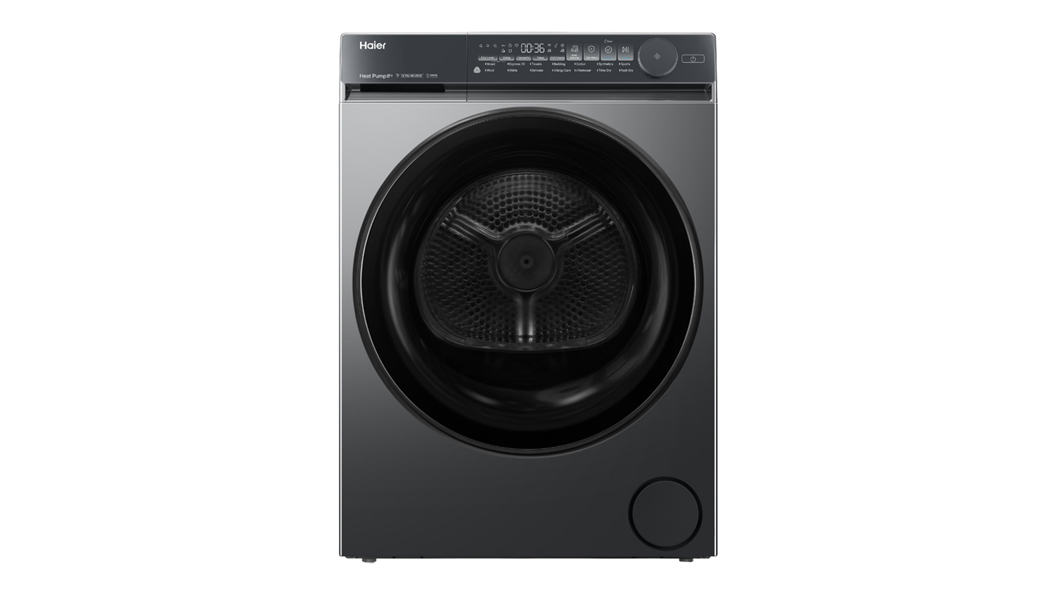 Haier 500 Series 8kg Heat Pump Smart Dryer in a sleek black colour