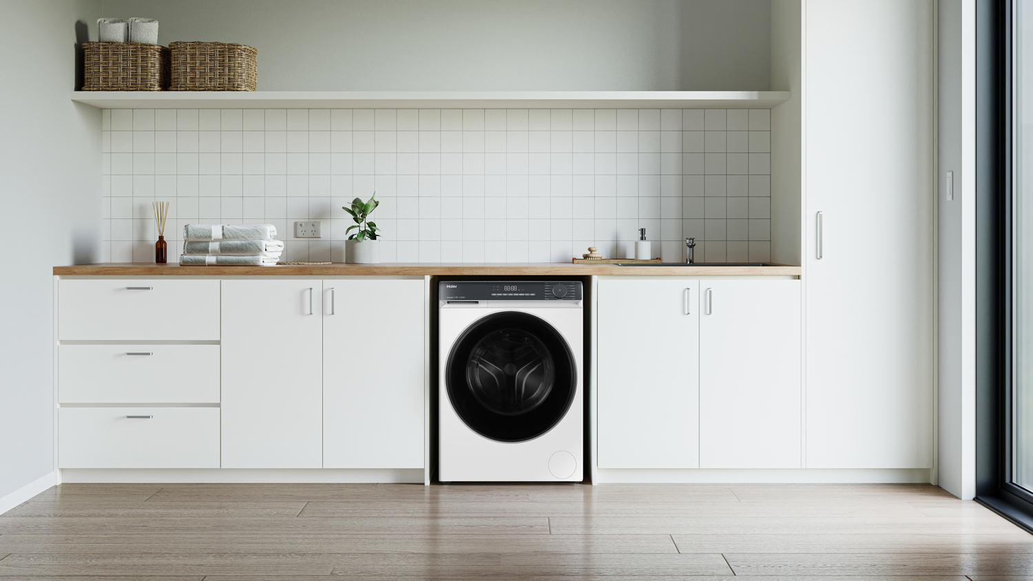 Haier 300 Series 7.5kg Front Loader Washing Machine - White (HWF75KW1)