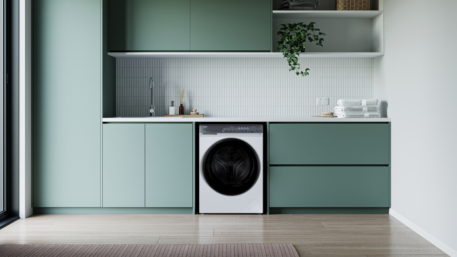 Haier 500 Series 9.5kg Front Loader Smart Washing Machine - White (HWFS95NW1)