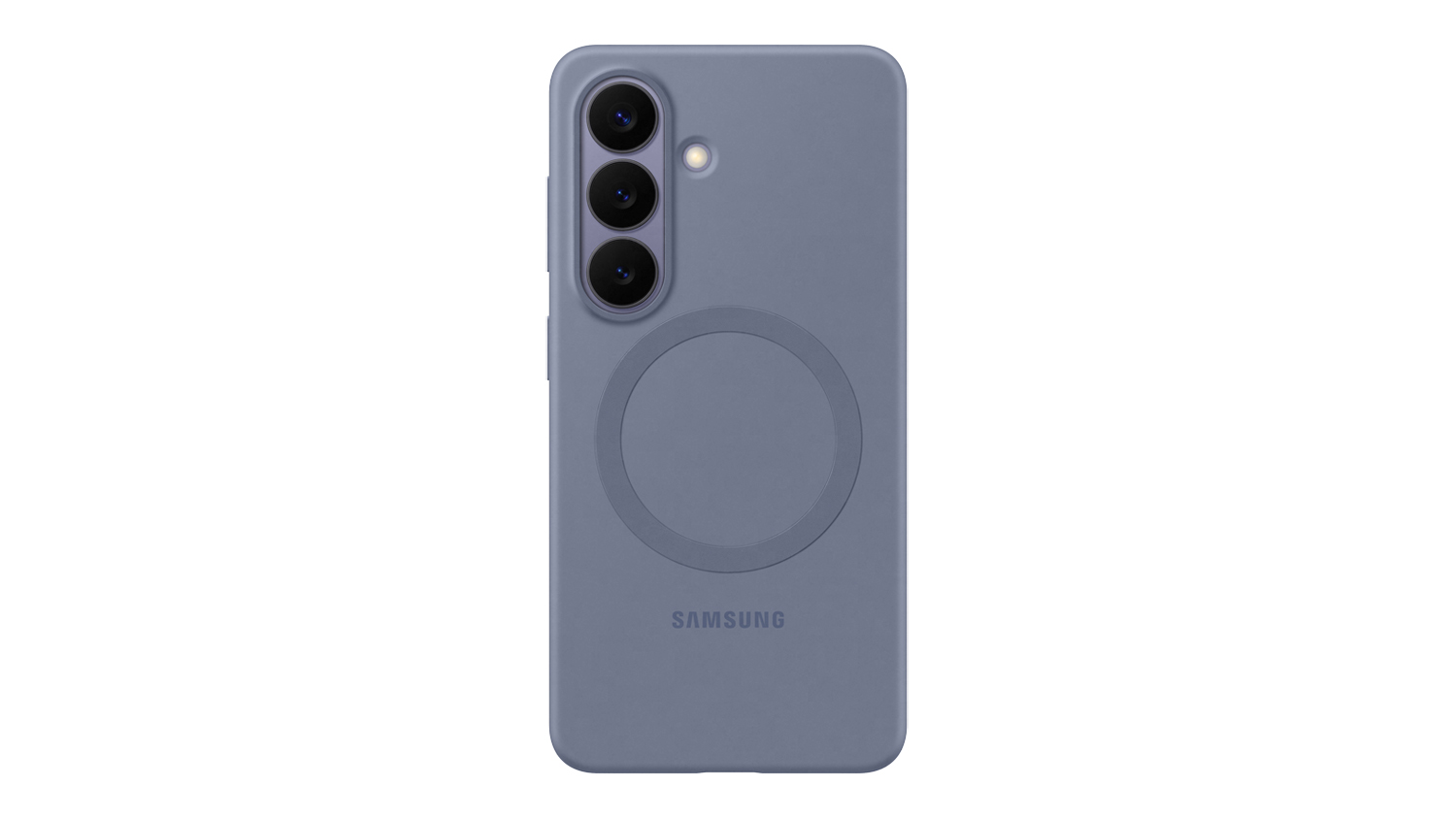 Blue‑Violet Samsung Silicone Magnet Case shown from the back with a smooth silicone finish