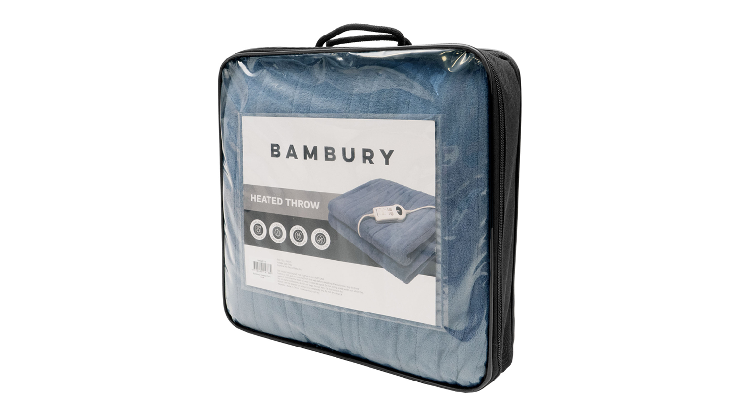 A view of the Blue Heated Throw by Bambury