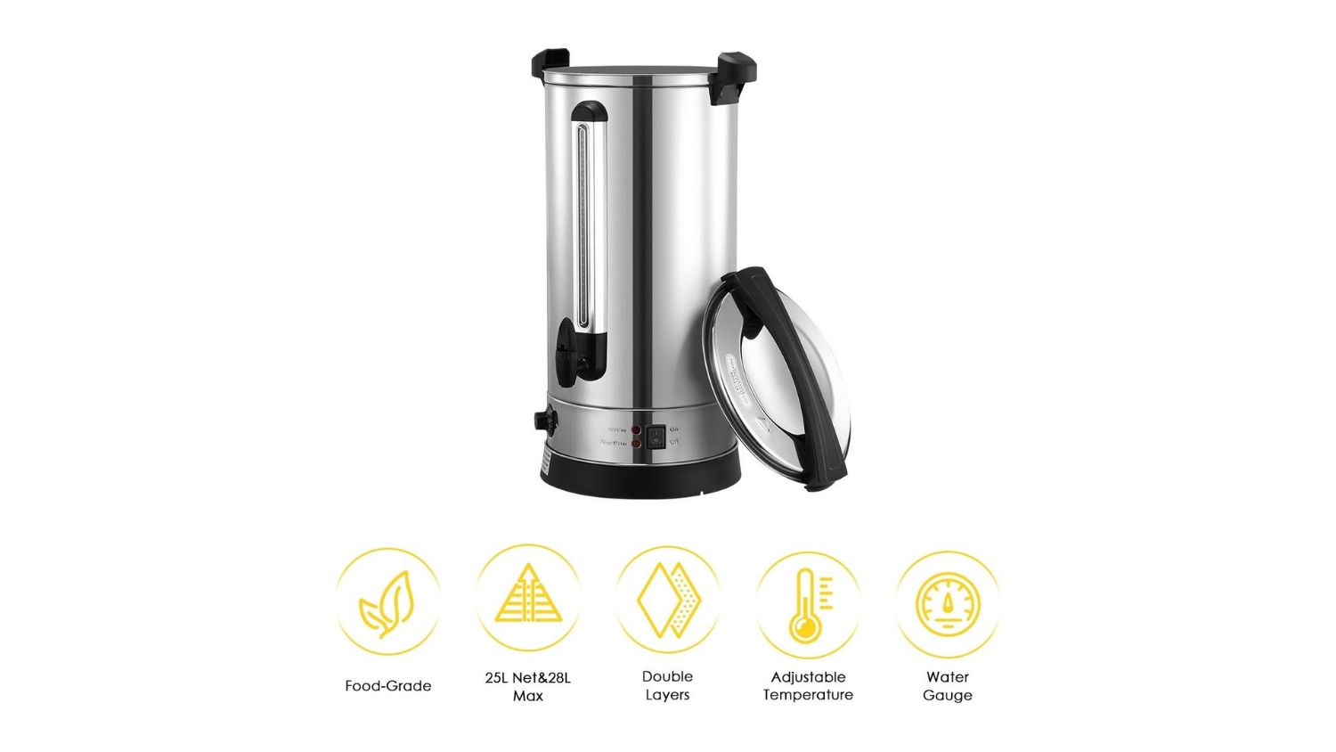 MAXKON 28L STAINLESS HOT WATER URN