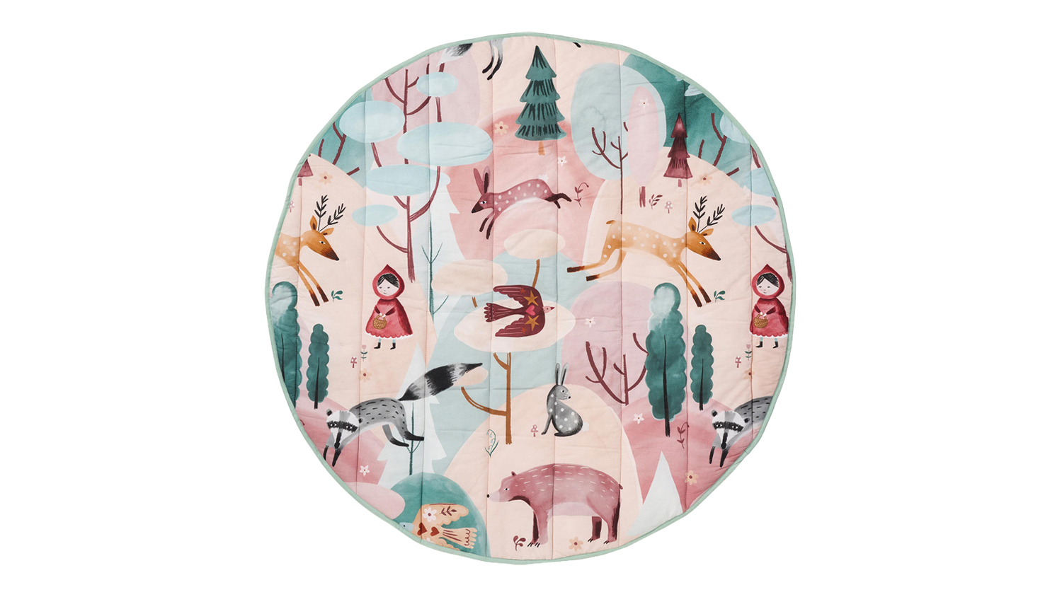 A Folk Woodland 120cm Round Playmat by Linen House Kids