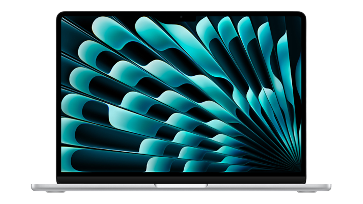 Silver 13-inch MacBook Air M5 displayed open from the front, highlighting its thin bezels and liquid retina display