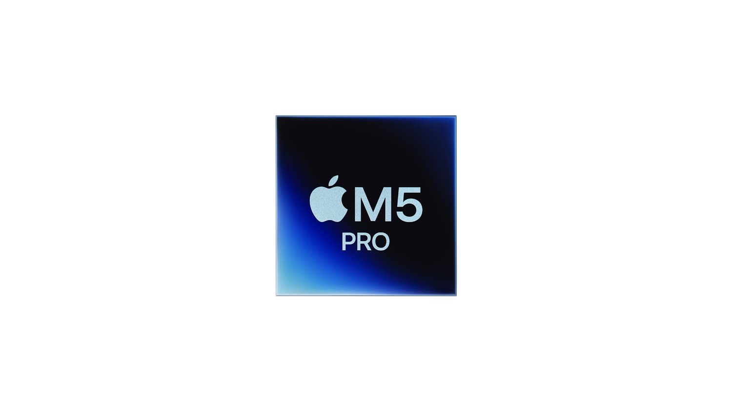 Graphic showing the Apple M5 Pro chip icon with the text ‘Supercharged by’ above it