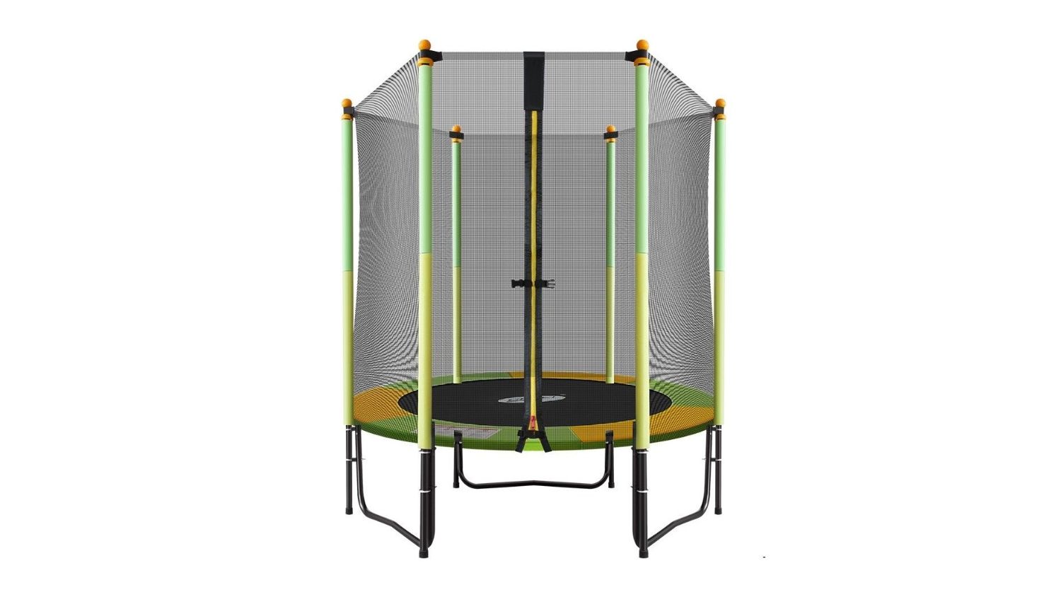 Kids’ mini trampoline with safety net, padded poles, and sturdy metal frame