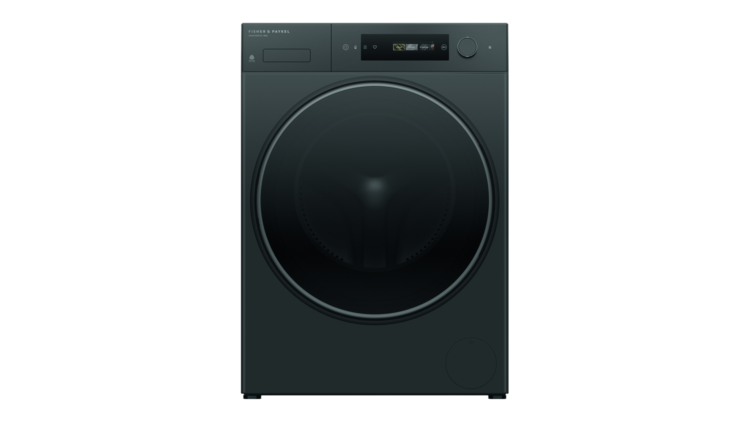 Fisher & Paykel Series 7 9kg Front Loader Smart Washing Machine in a sleek dark grey colour