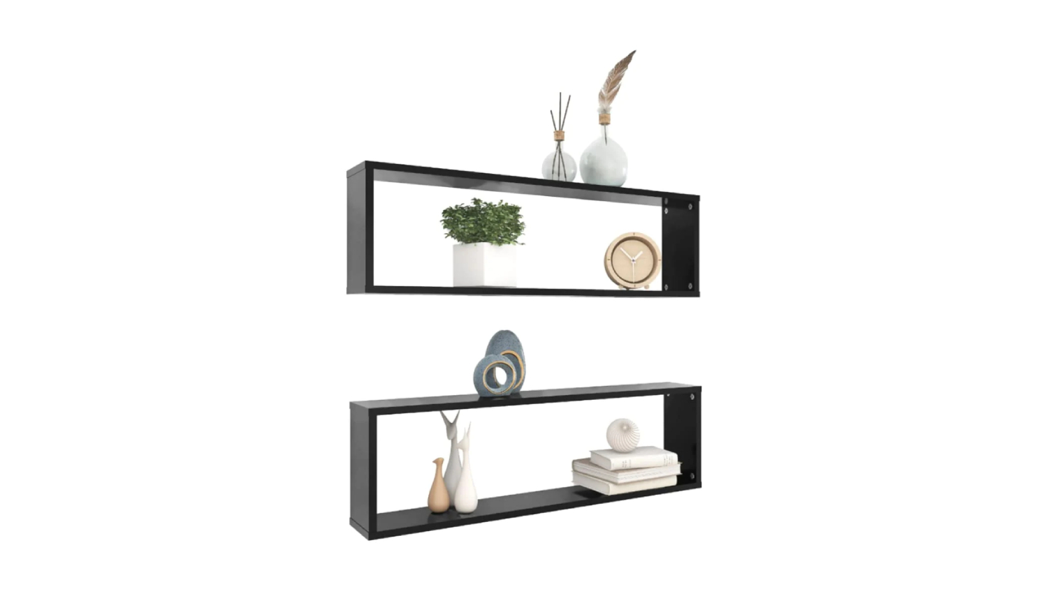 NNEVL Wall Shelves Floating Rectangle 2pcs. 100 x 15 x 30 - Black