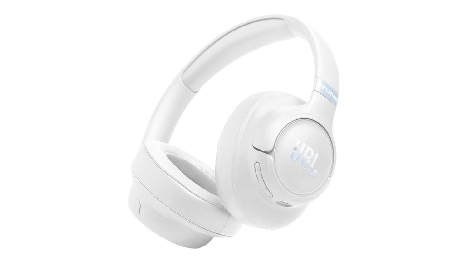 A white JBL Tune 780NC Adaptive Noise Cancelling Wireless Over-Ear Headphones