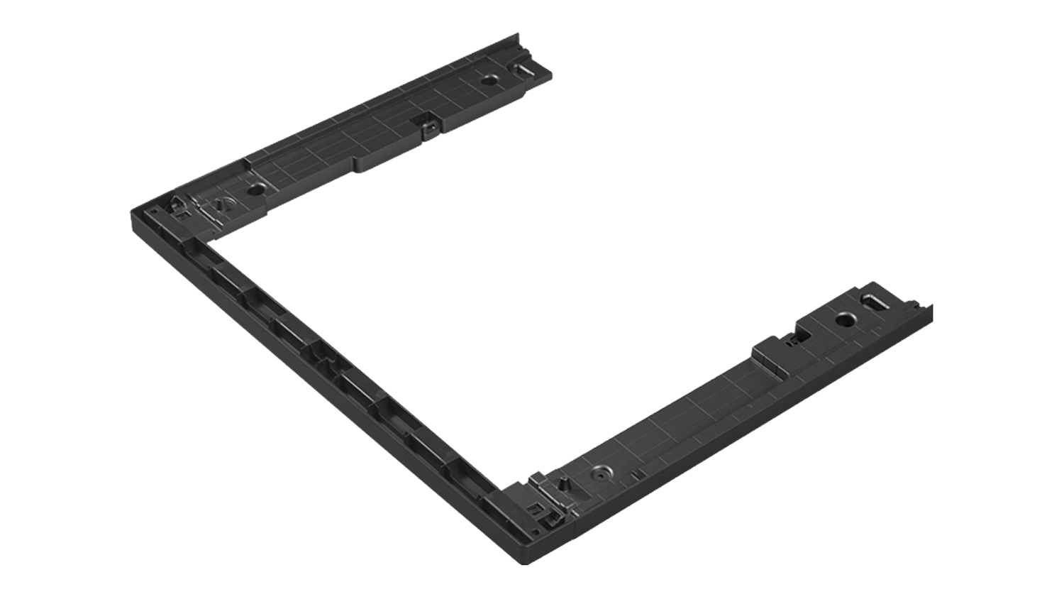 A black Haier Laundry Stacking Kit for Front Loader Washing Machine & Dryer