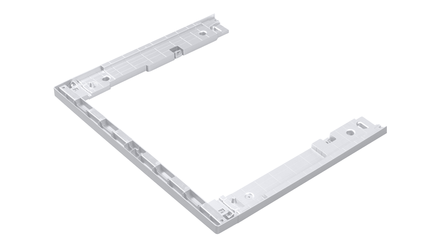 A white Haier Laundry Stacking Kit for Front Loader Washing Machine & Dryer