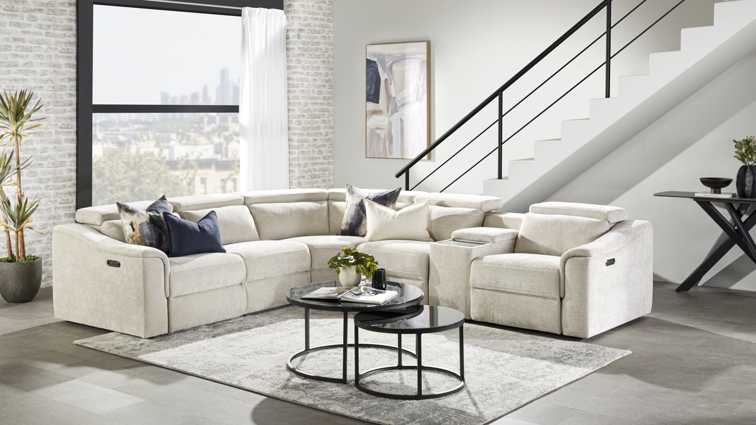 Haines 5 Seater Electric Modular Sofa - Lynx Fifty Shades
