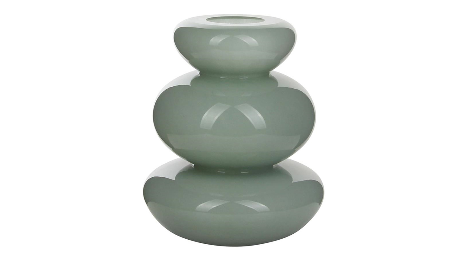 A Pebble Dusty Sage Glass Vase in a 20cm size